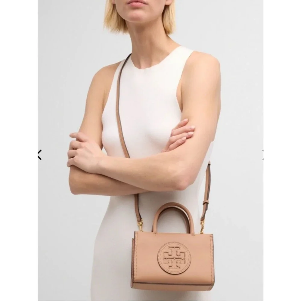 NWT Tory Burch MINI ELLA Bio Tote Bag in Light Sand Beige Tan Crossbody